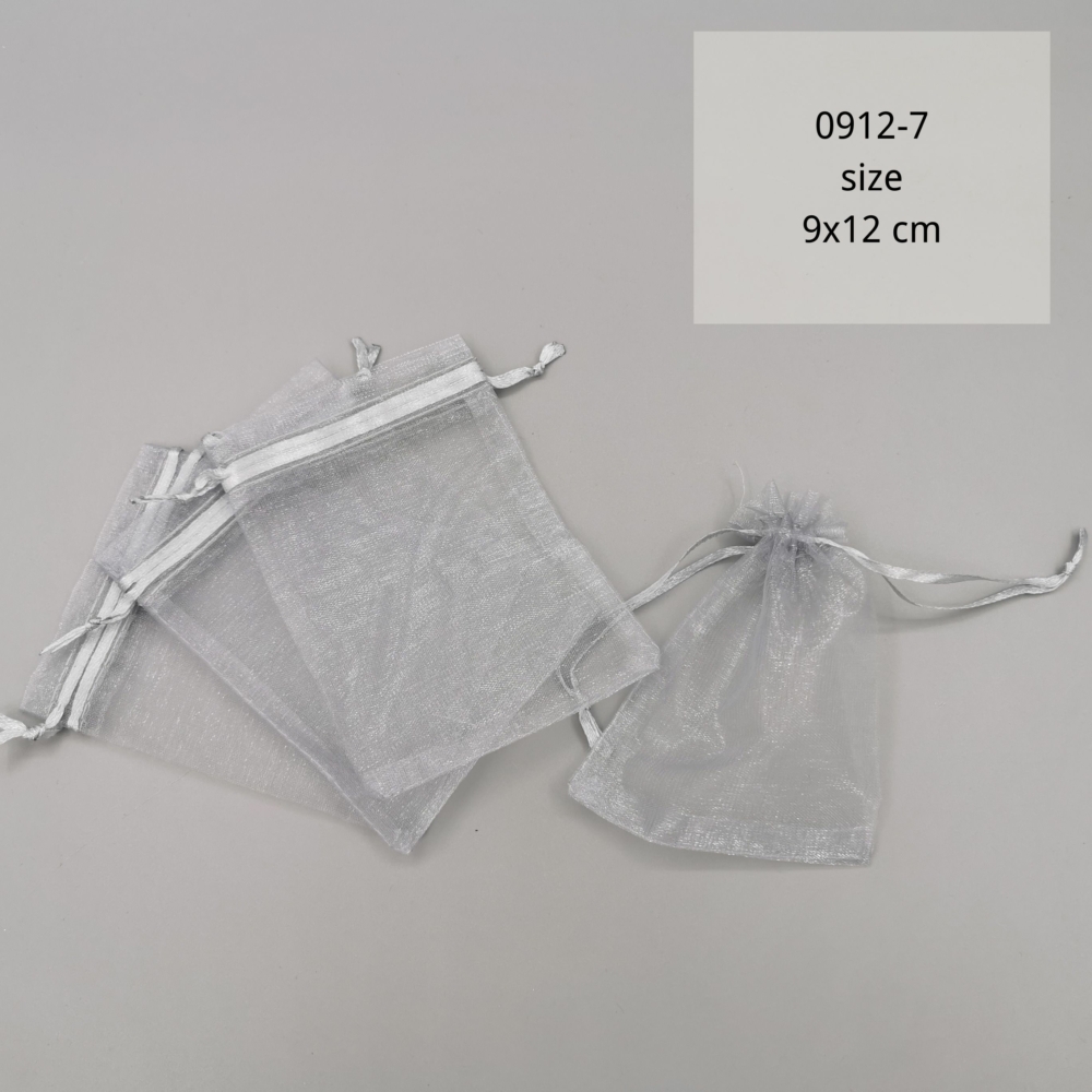 0912-7# 9x12 cm-es szatén tasak - ezüst