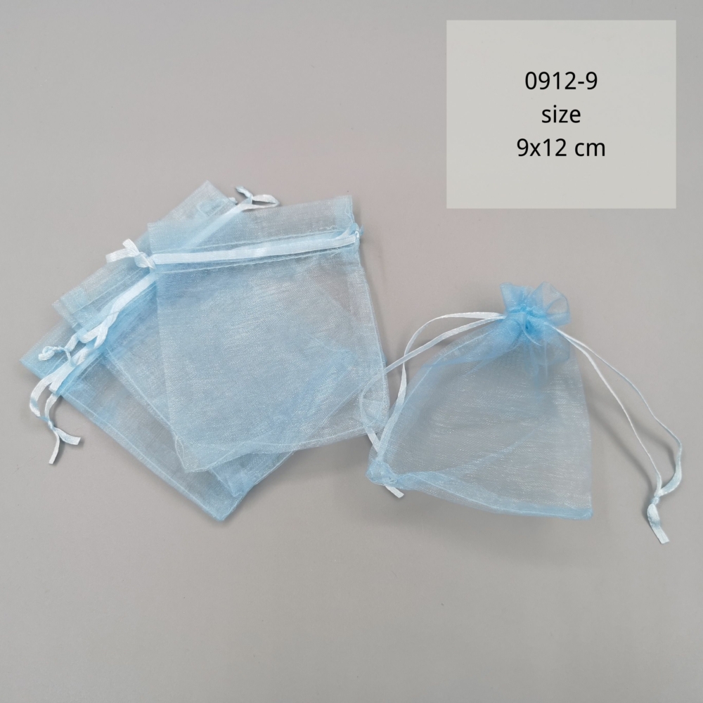 0912-9# 9x12 cm-es szatén tasak - világos kék