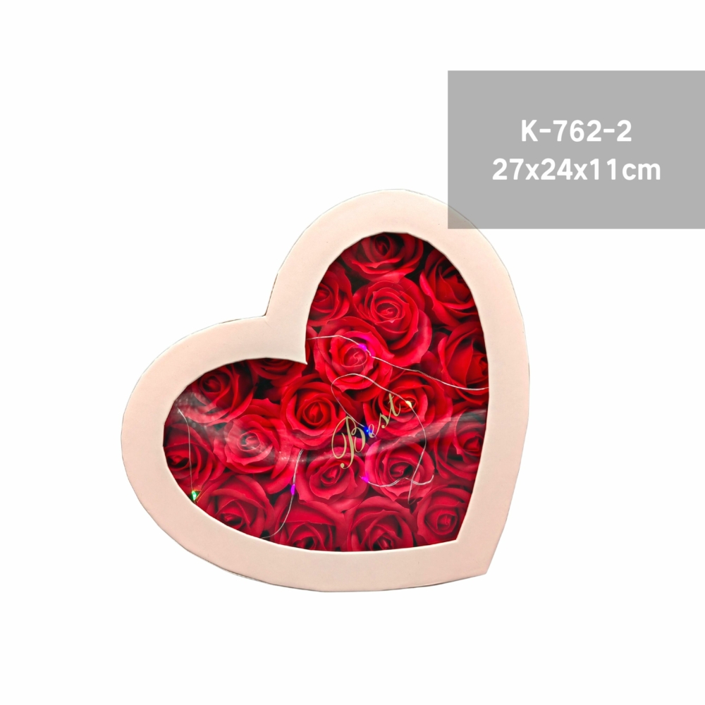 K-762-2 Szappanvirág szív alakú dobozban - LED-es